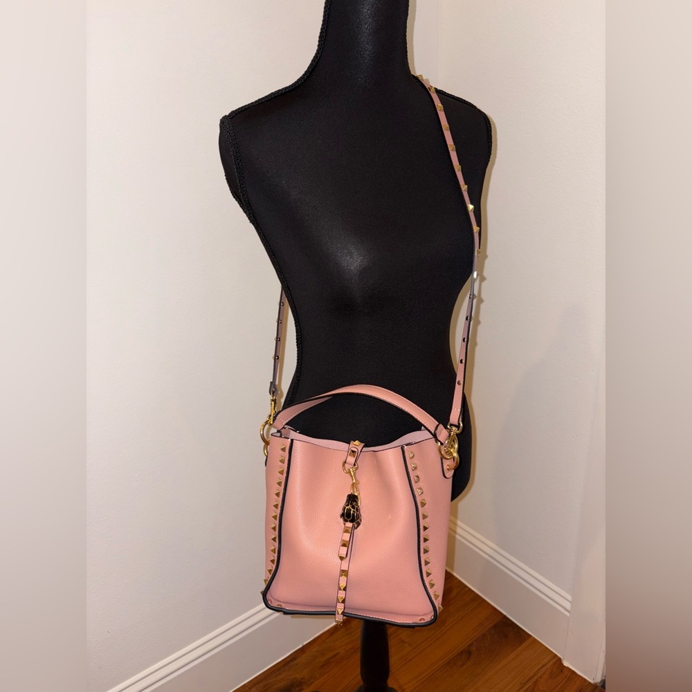 Tiffany & Fred Black Full-Grain Leather Hobo/ Shoulder Bag Studded